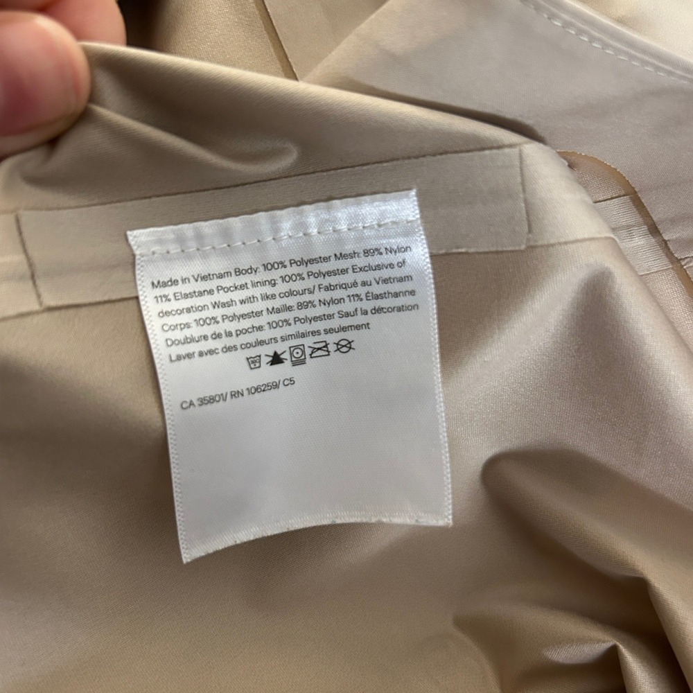 Lululemon Rain Rebel Jacket Beige Tan Hooded Long Raincoat Size 8 - Picture 3 of 8